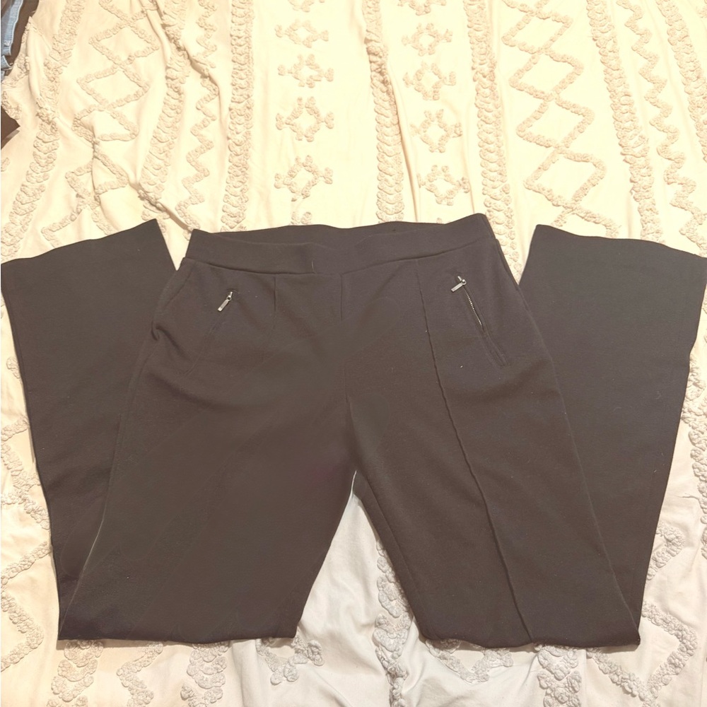 4/$16 Worthington Women's Black Straight Leg Pants with Zipper Accent Pockets